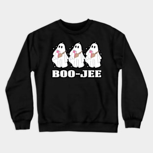 Boo Jee Spooky Season Cute Ghost Halloween Costume Boujee Crewneck Sweatshirt